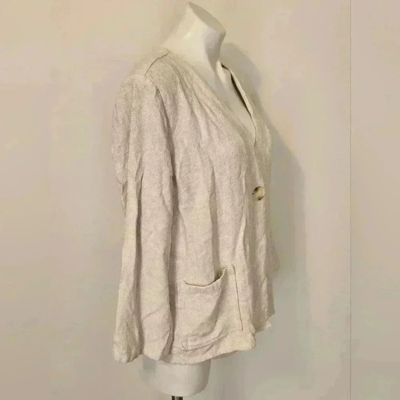Soft Surroundings Linen BlendBlazer Cardigan Top 3/4Sleeve Button Front - Picture 2 of 8